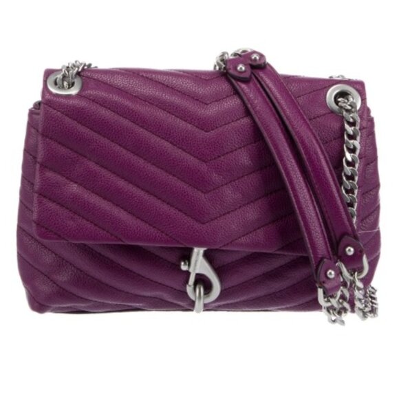 Rebecca Minkoff Edie Long Shoulder Crossbody Chevron Quilted Leather Bag - Picture 1 of 6